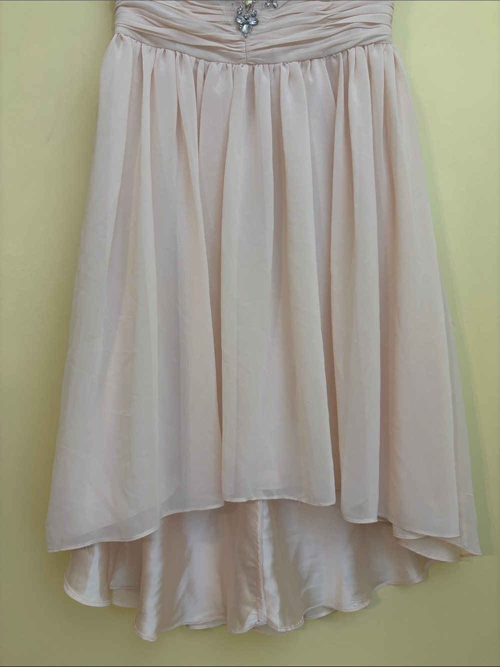Pearl Georgina Chapman Strapless Blush Pink High-Low Chiffon Dress Beaded Bodice - Picture 7 of 16